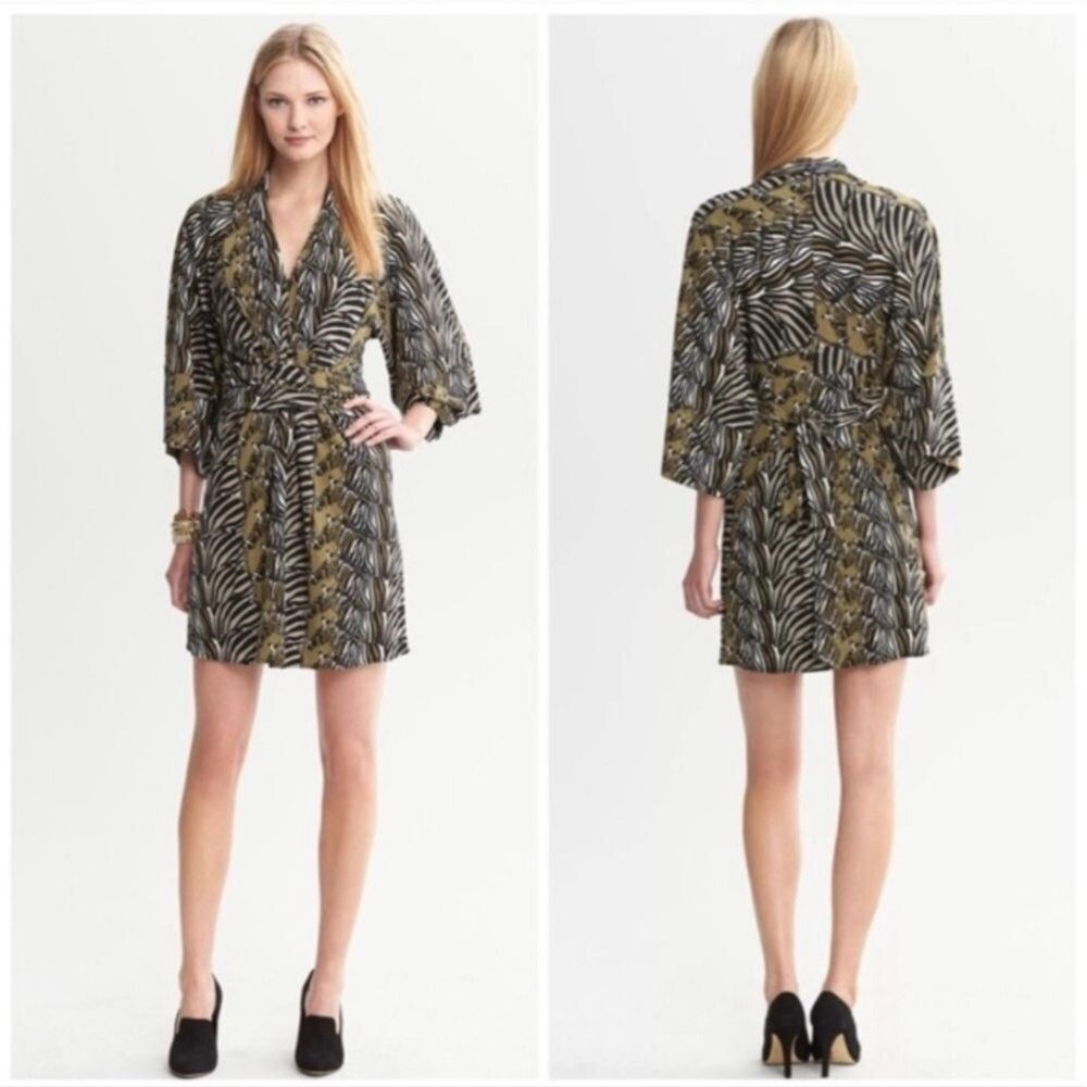 Banana Republic x Issa London Zebra Print Jersey Kimono Wrap Dress